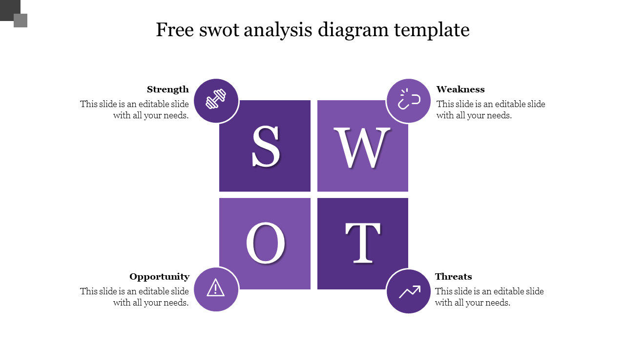 free swot analysis diagram template-Purple